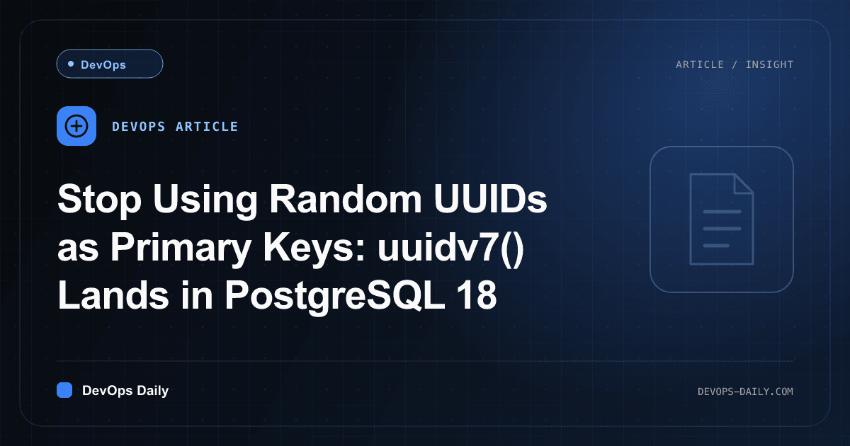 Stop Using Random UUIDs as Primary Keys: uuidv7() Lands in PostgreSQL 18